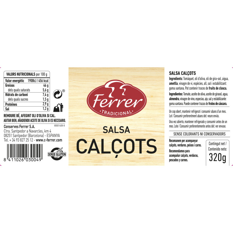 SALSA CALÇOTS TARRO 320g